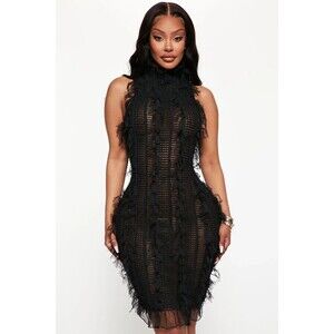 NWT Tall So Dramatic Mesh Mini Dress - Black - Women's M $50 Smocked Sleeveless